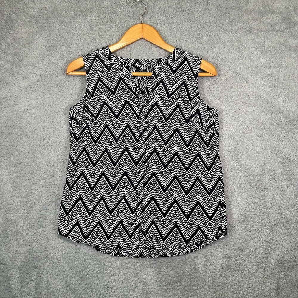 Talbots Black & White Button Down‎ Blouse
